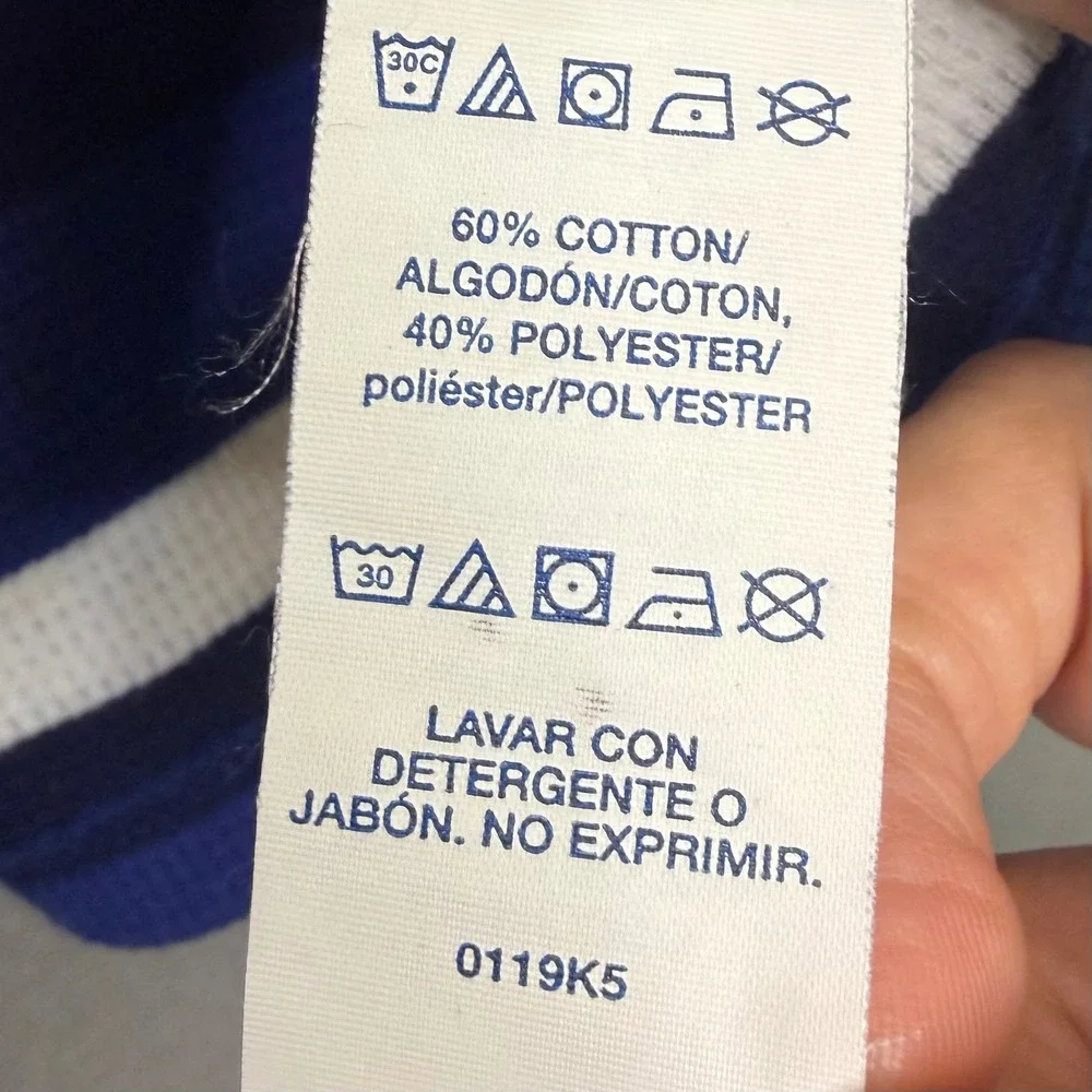 Polo Ralph Lauren Mens Large Blue Striped Waffle Knit Thermal Sleep Shirt L